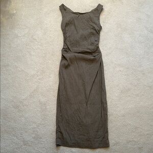 Zara Sleeveless Maxi Dress in Deep Brown - Linen Blend